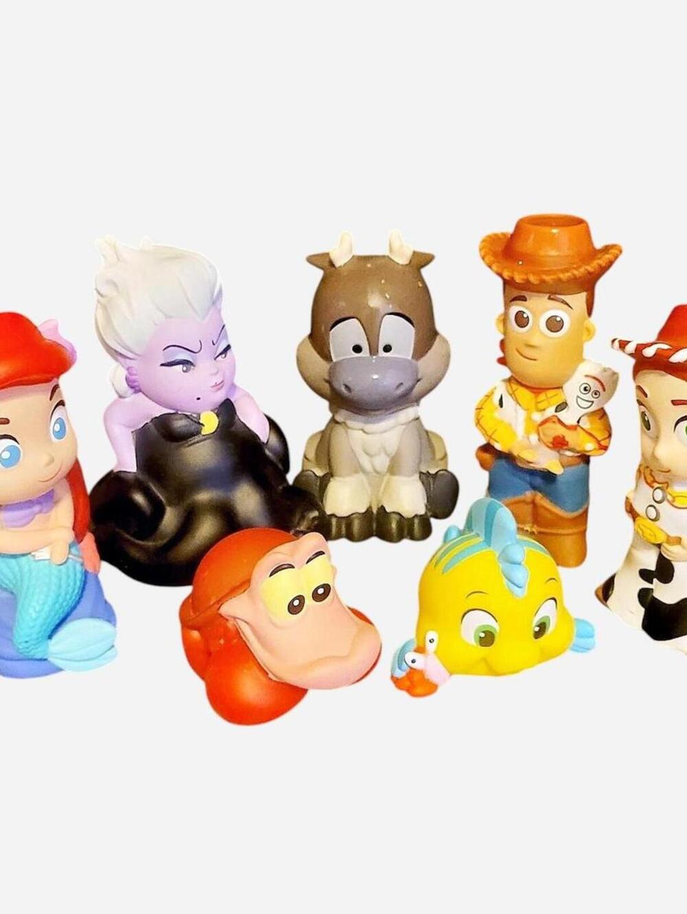 Official Disney Store 7-character bath toy lot Little Mermaid Toy Story & Frozen